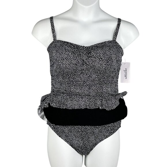 Swimsuits For All 14 Black White Polka Dot Swimdress Marilyn Monroe Inspired - Picture 3 of 12